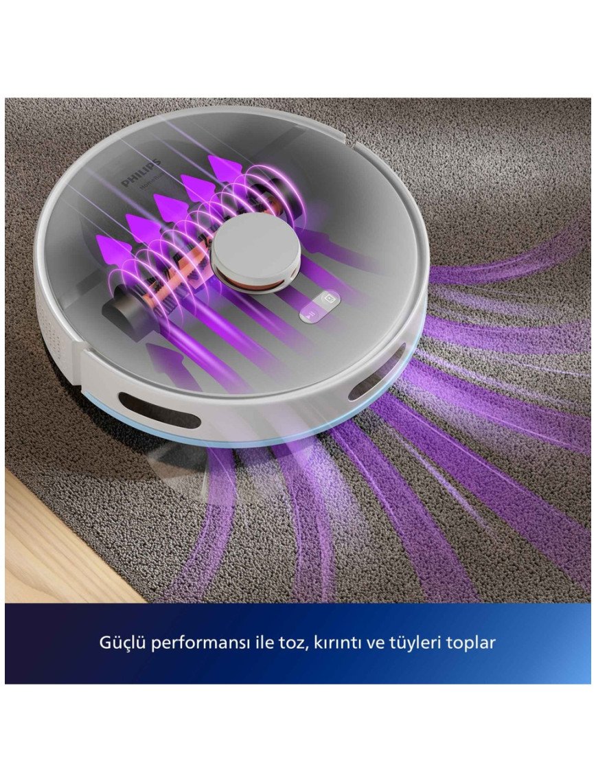 Philips XU2100/20 2000 Serisi Islak Kuru Moplu İstasyonlu Robot Süpürge, HomeRun Uygulaması, LDS Radar Navigasyon, Beyaz,